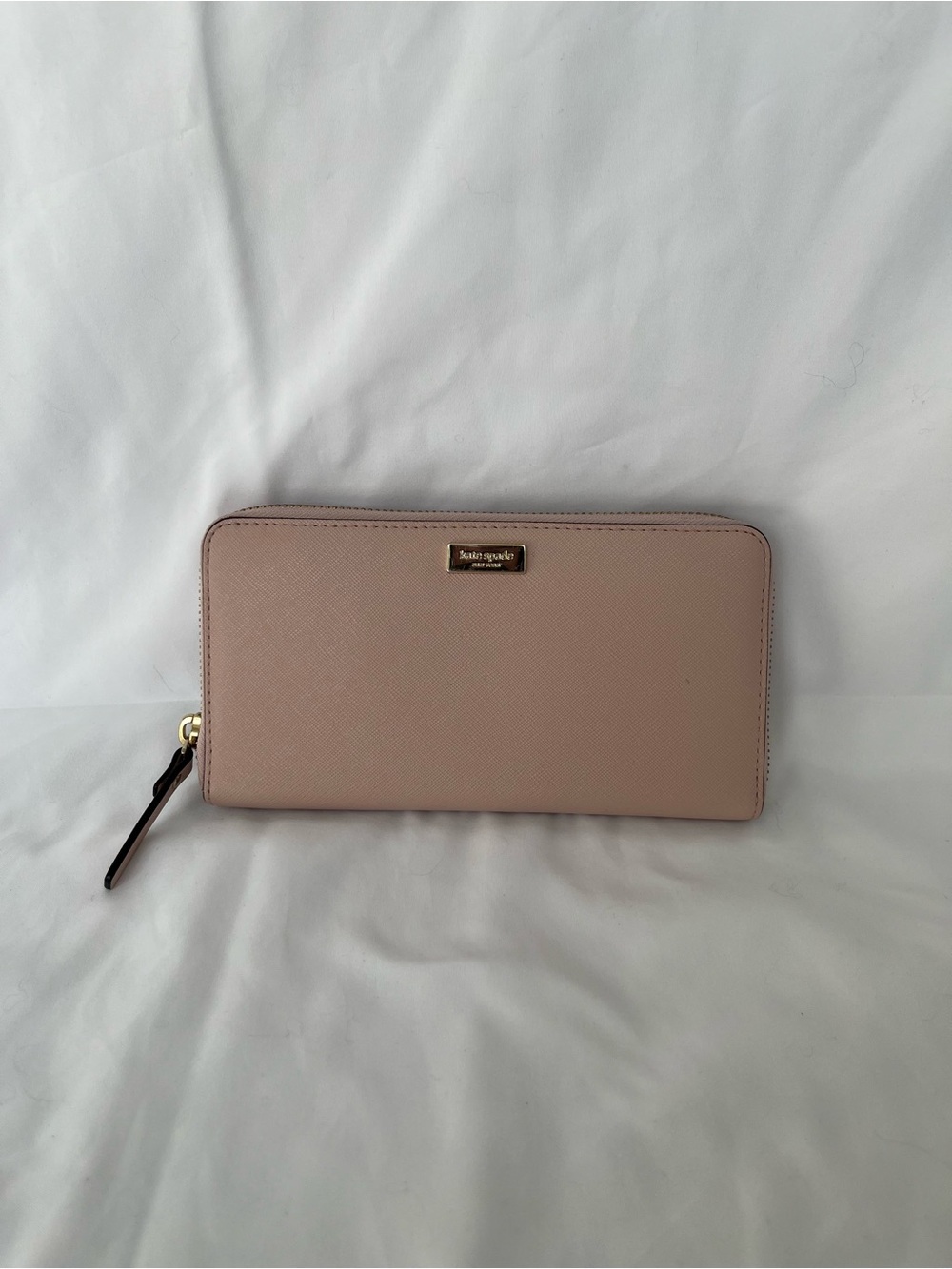 kate spade Pebble Zip Continental Wallet in Blush Pink with Gold Hardware